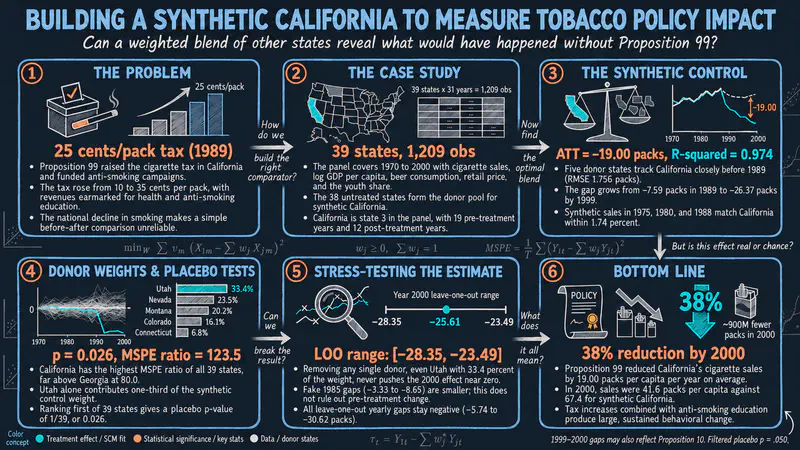 Stataによる合成コントロール法：カリフォルニアのタバコ税は喫煙を減らしたのか？