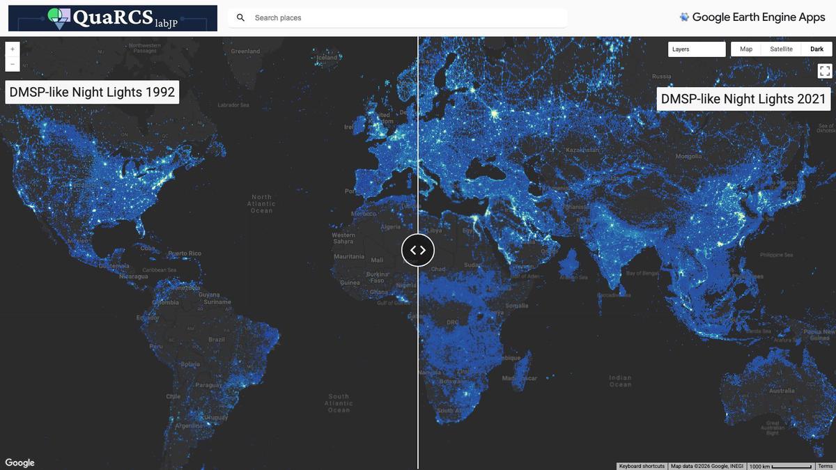 夜間光の時空間動態：DMSP-likeデータ