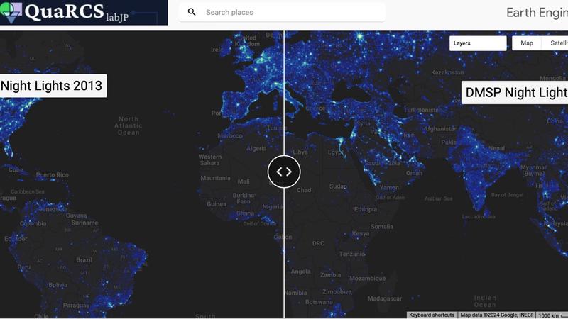 Space-time dynamics of nighttime lights: DMSP-extended data