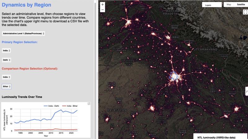 Regional dynamics of VIIRS-like nighttime lights 1992-2023