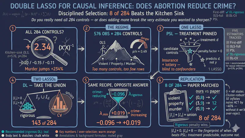 Double LASSO for Causal Inference: Does Abortion Reduce Crime?