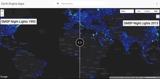 Space-time dynamics of nighttime lights: DMSP-corrected data