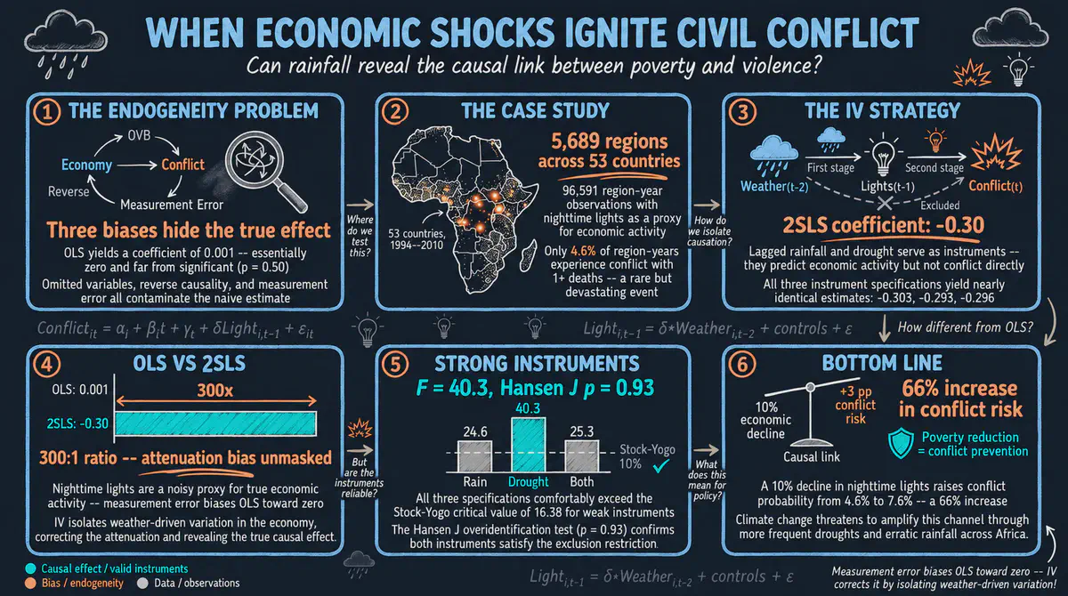 Estimación IV con datos de panel: choques económicos y conflicto civil